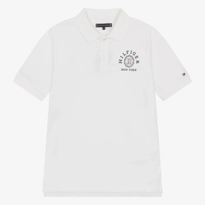 Tommy Hilfiger Teen Boys White Cotton Polo Shirt