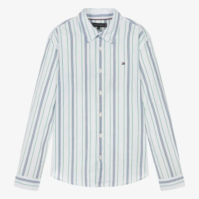 Tommy Hilfiger Teen Boys White Striped Cotton Shirt