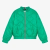 TOMMY HILFIGER TEEN GIRLS GREEN QUILTED SATIN BOMBER JACKET