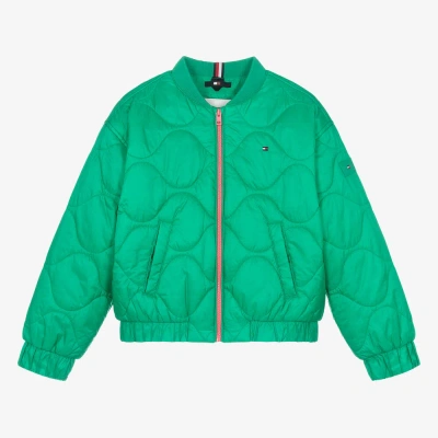 Tommy Hilfiger Teen Girls Green Quilted Satin Bomber Jacket