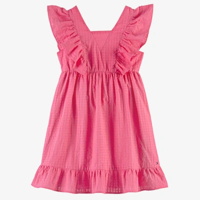 Tommy Hilfiger Teen Girls Pink Cotton Ruffle Dress