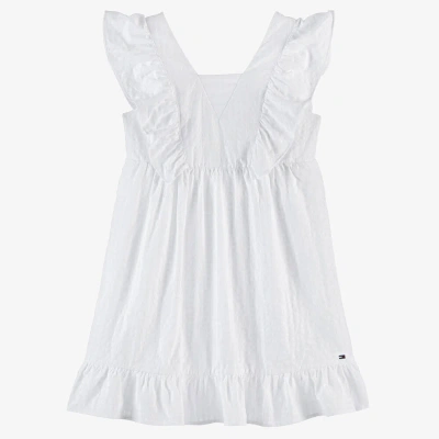 Tommy Hilfiger Teen Girls White Cotton Ruffle Dress