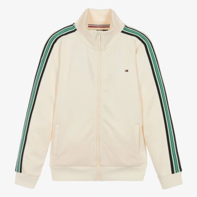 Tommy Hilfiger Teen Ivory Striped Tape Zip-up Top