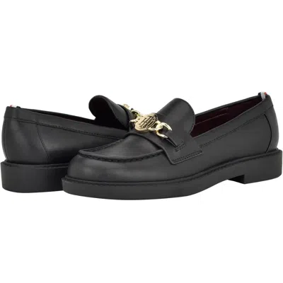 Tommy Hilfiger Terina Loafers Women's M Black Round Toe Slip On Htat820