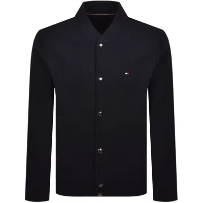 Tommy Hilfiger Terry Bomber Jacket Navy In Black