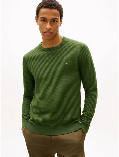 Tommy Hilfiger Textured Crewneck Sweater In Green