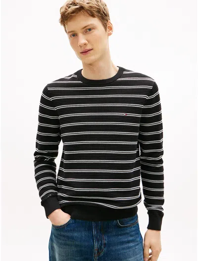 Tommy Hilfiger Textured Crewneck Sweater In Black