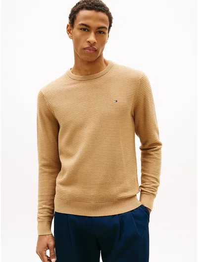 Tommy Hilfiger Textured Crewneck Sweater In Brown
