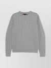 Tommy Hilfiger Textured Knit Crew Neck Sweater In Gray