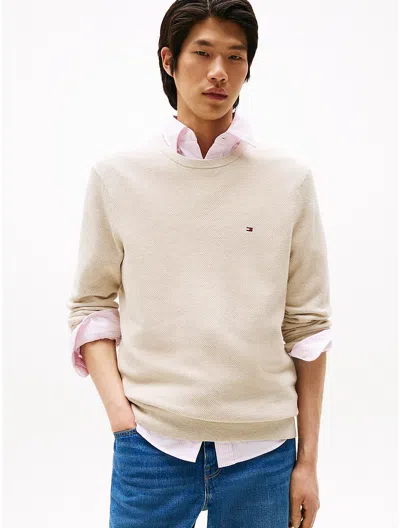 Tommy Hilfiger Textured Knit Crewneck Sweater In Gray