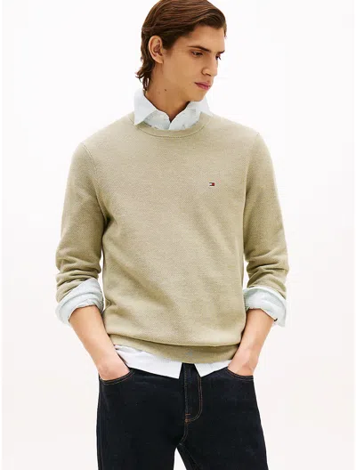 Tommy Hilfiger Textured Knit Crewneck Sweater In Green