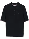 Tommy Hilfiger Textured Knit Polo Shirt With Contrast Stripes In Black