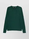 Tommy Hilfiger Textured Knit Pullover Crew Neck In Green