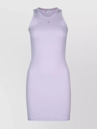 Tommy Hilfiger Textured Ribbed Sleeveless Dress In Purple