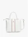 Tommy Hilfiger Textured Stripe Small Tote Bag In Ecru