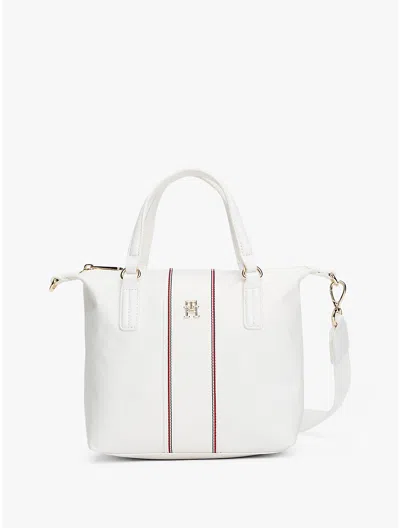 Tommy Hilfiger Textured Stripe Small Tote Bag In Ecru