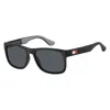 Tommy Hilfiger Th 1556/s 08a Ir Unisex Rectangle Sunglasses In Black