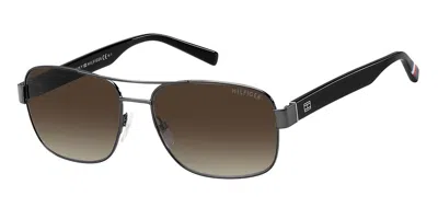 Tommy Hilfiger Th 1665/re/s V81/ha Men's Sunglasses Silver Size 59 In Burgundy