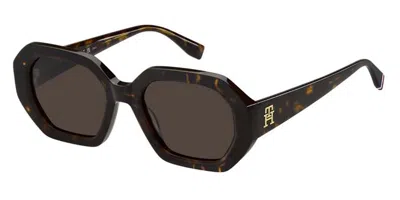 Tommy Hilfiger Th 2155/s 086/70 Women's Sunglasses Tortoiseshell Size 52 In Brown
