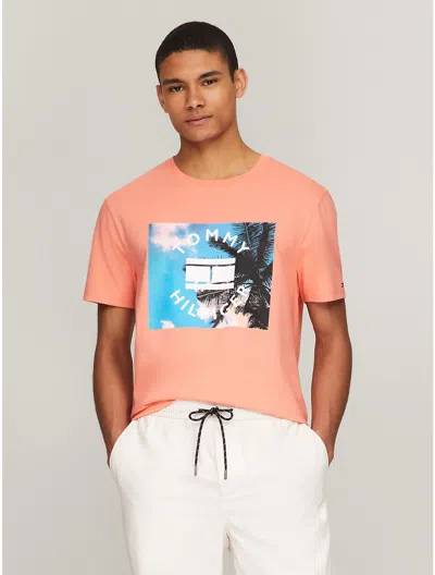Tommy Hilfiger Th Beach Vibe Graphic T In Peach Dusk