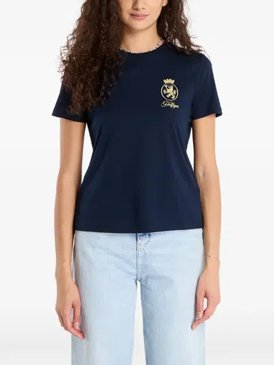 Tommy Hilfiger Th Crest Embroidery Crew Neck T-shirt In Blue