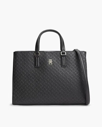 Tommy Hilfiger Th Daily Mono Womens Satchel Bag In Black