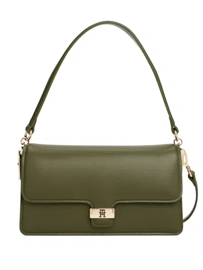 Tommy Hilfiger Th-debossed Shoulder Bag In Green