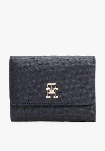Tommy Hilfiger Th Distinct Trifold Wallet Mono In Blue