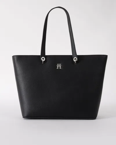 Tommy Hilfiger Th Emblem Womens Tote Bag In Black