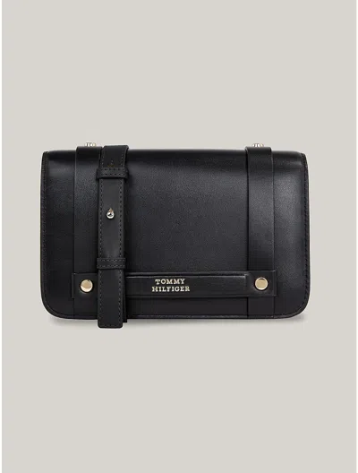 Tommy Hilfiger Th Heritage Leather Crossbody Bag In Black
