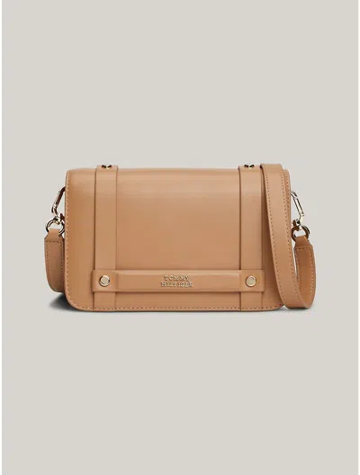 Tommy Hilfiger Th Heritage Leather Crossbody Bag In Classic Khaki