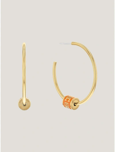 Tommy Hilfiger Th Logo Barrel Hoop Earring In Gold