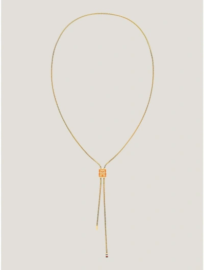 Tommy Hilfiger Th Logo Barrel Necklace In Gold
