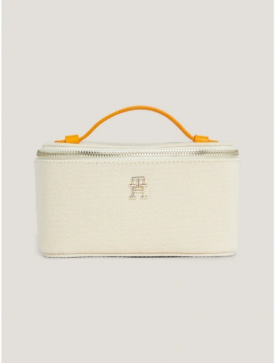 Tommy Hilfiger Th Logo Canvas Vanity Case In Rich Ochre / Natural Canvas