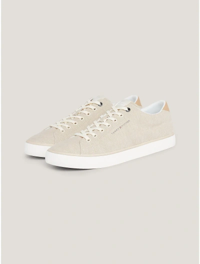 Tommy Hilfiger Th Logo Chambray Linen Sneaker In Calico
