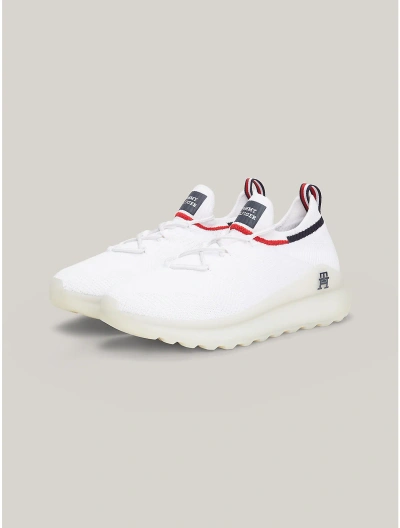 Tommy Hilfiger Th Logo Knit Cleat Sneaker In White