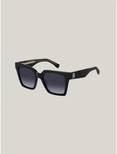 Tommy Hilfiger Th Logo Oversized Butterfly Sunglasses In Black