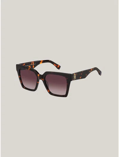 Tommy Hilfiger Th Logo Oversized Butterfly Sunglasses In Brown