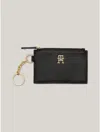 Tommy Hilfiger Th Logo Zip Coin Purse And Id Wallet In Black