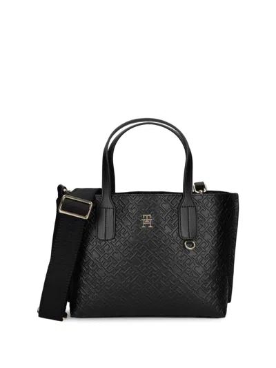 Tommy Hilfiger Th Monogram-embossed Tote Bag In Black