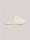Tommy Hilfiger Embroidered-logo Slippers In Ancient White