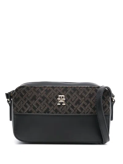 Tommy Hilfiger Th Monogram-jacquard Crossbody Bag In Black