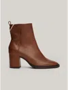 Tommy Hilfiger Th Monogram Leather Ankle Boot In Cognac Brown
