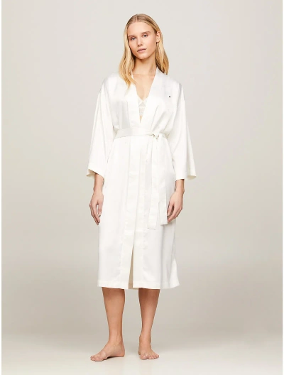 Tommy Hilfiger Th Monogram Sateen Robe In Jacquard Critter Monogram Ivory