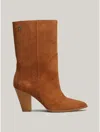 Tommy Hilfiger Th Monogram Suede Cowboy Boot In Driftwood Brown