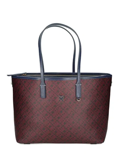 Tommy Hilfiger Th Monoplay Tote Bag In Burgundy