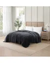 Tommy Hilfiger Th Solid Plush Blanket In Black