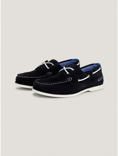 Tommy Hilfiger Th Suede Boat Shoe In Navy/antique Blue