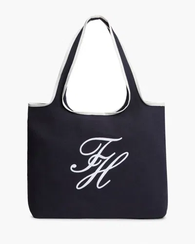 Tommy Hilfiger Embroidered-logo Canvas Tote Bag In Blue