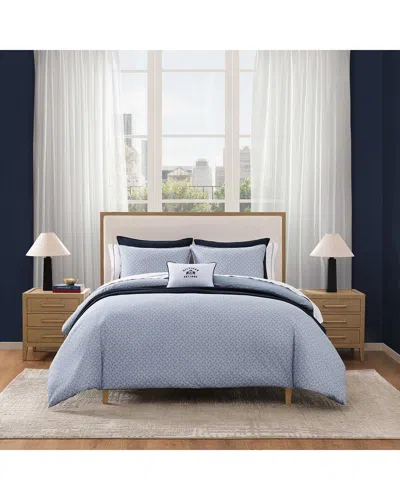 Tommy Hilfiger Th Trellis Flag Textured Cotton Percale Comforter Set In Blue